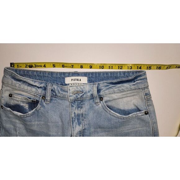 Pistola Distressed Two-Tone Mid-Rise Straight Leg Jeans Size 28 - Picture 5 of 10